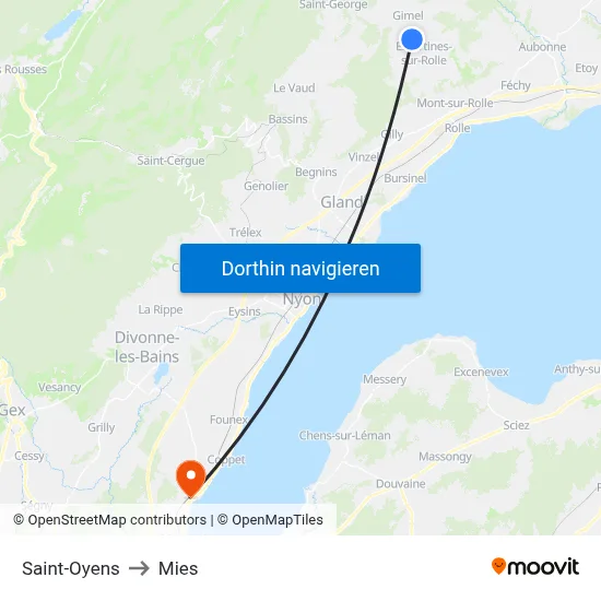 Saint-Oyens to Mies map