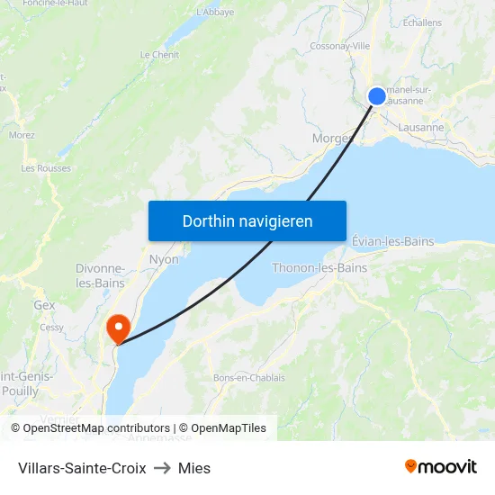 Villars-Sainte-Croix to Mies map
