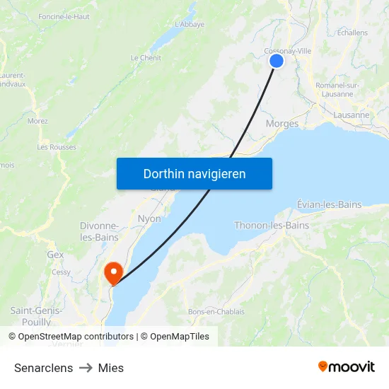 Senarclens to Mies map