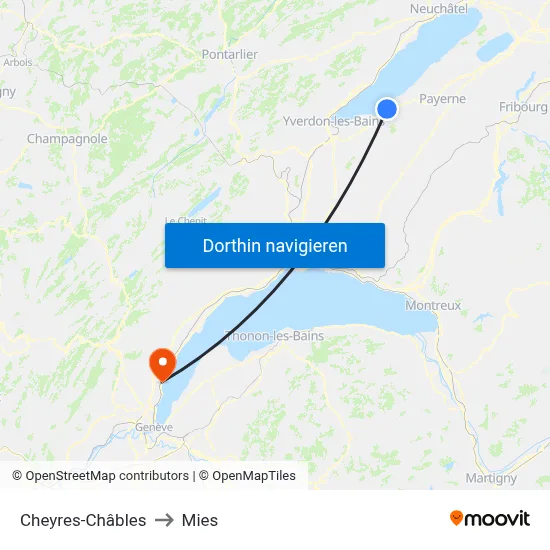 Cheyres-Châbles to Mies map