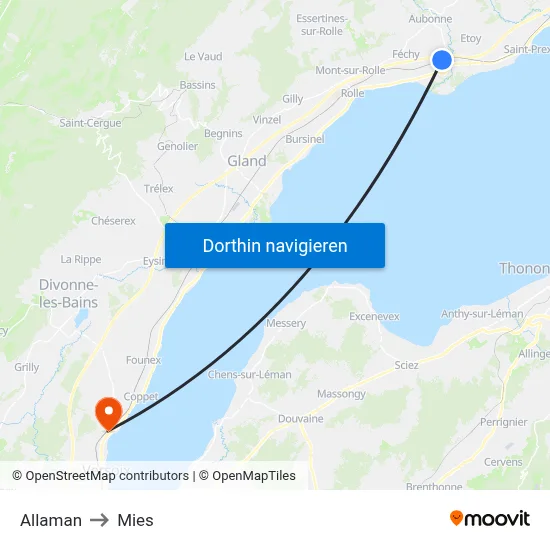 Allaman to Mies map