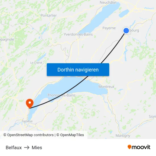 Belfaux to Mies map