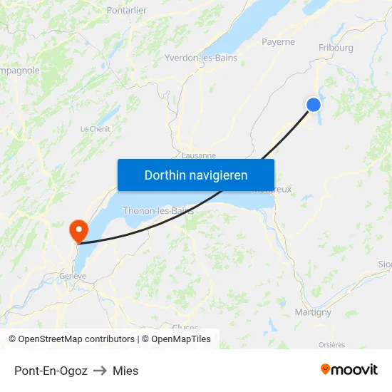 Pont-En-Ogoz to Mies map