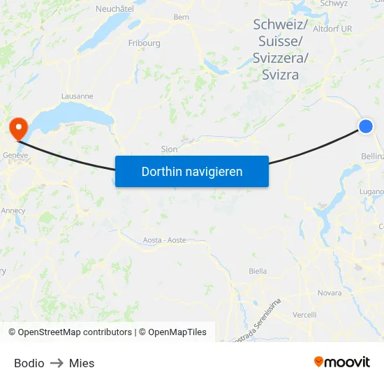 Bodio to Mies map