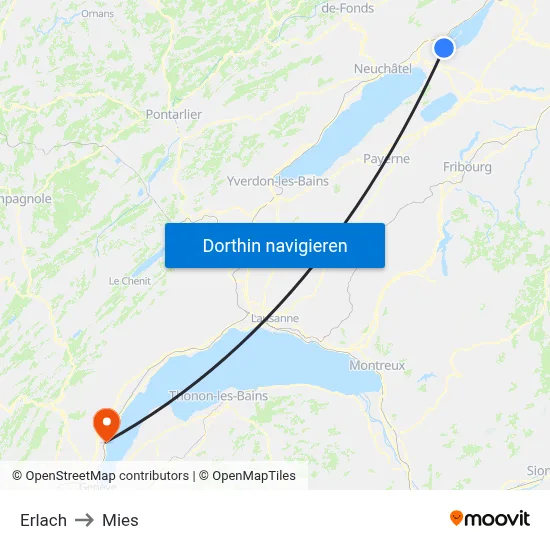 Erlach to Mies map