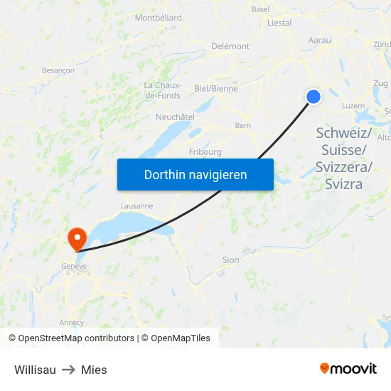 Willisau to Mies map