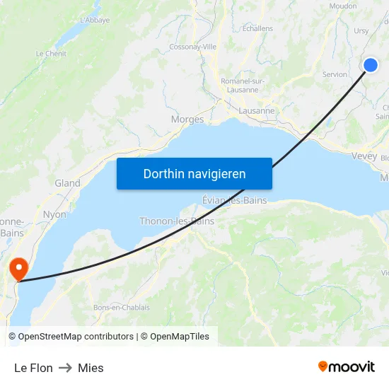 Le Flon to Mies map