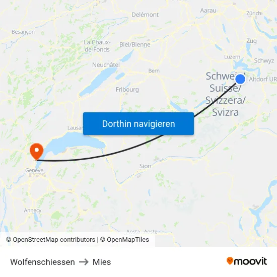 Wolfenschiessen to Mies map