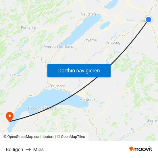 Bolligen to Mies map
