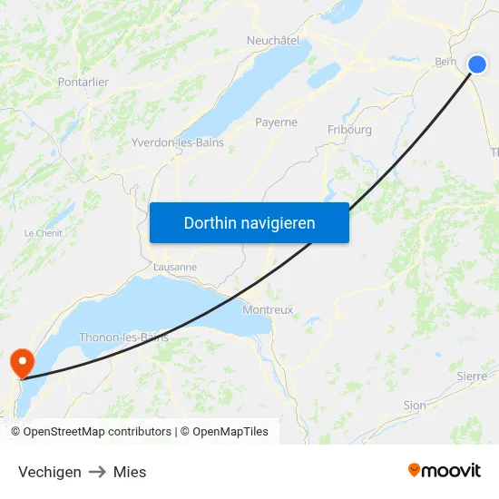 Vechigen to Mies map