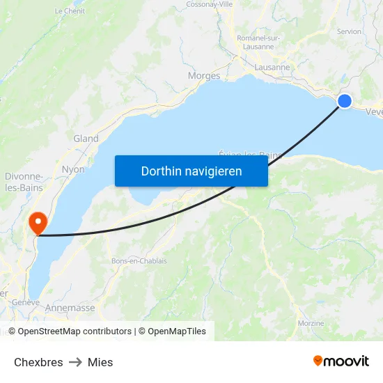 Chexbres to Mies map