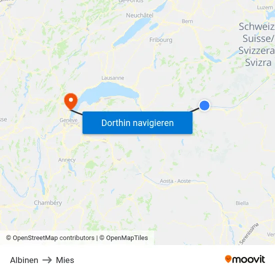 Albinen to Mies map