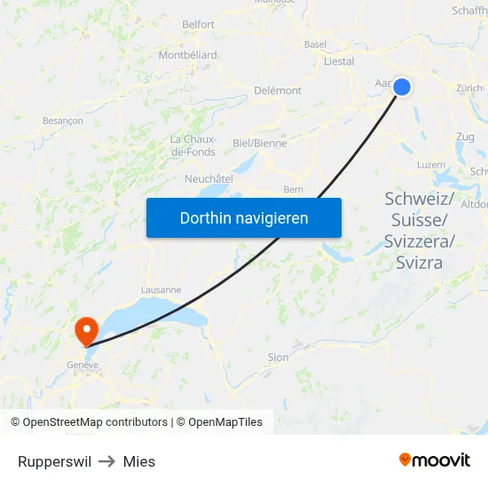 Rupperswil to Mies map