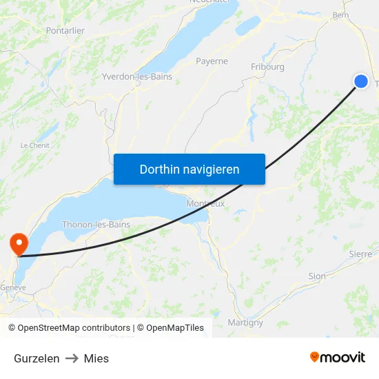 Gurzelen to Mies map