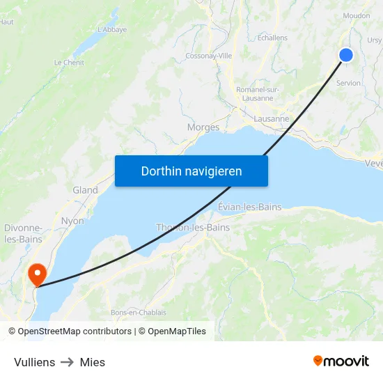 Vulliens to Mies map