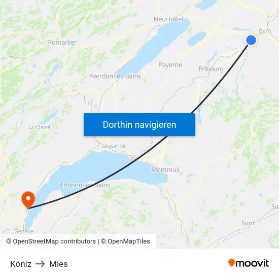 Köniz to Mies map