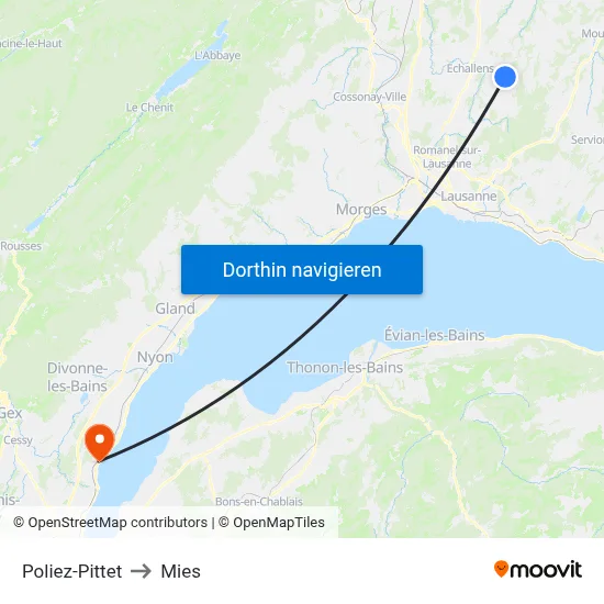 Poliez-Pittet to Mies map