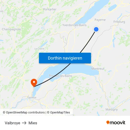 Valbroye to Mies map