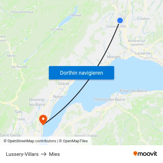 Lussery-Villars to Mies map