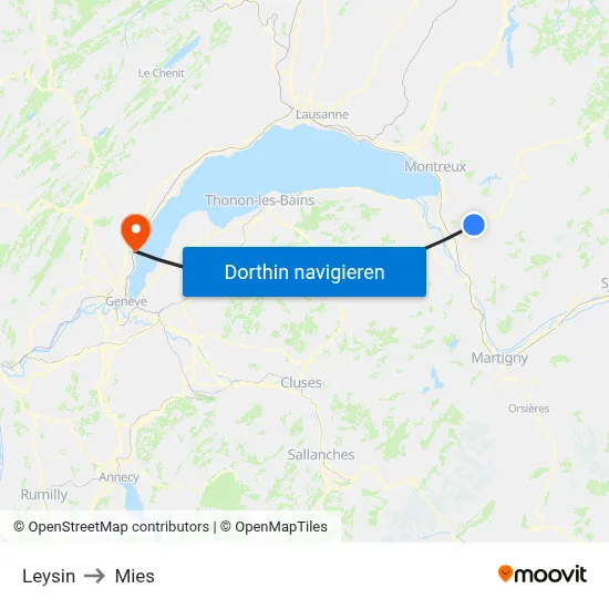 Leysin to Mies map