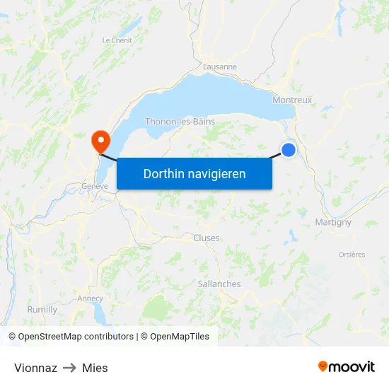 Vionnaz to Mies map