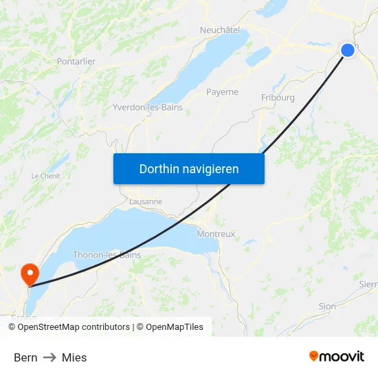 Bern to Mies map