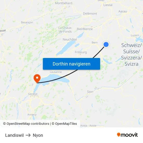 Landiswil to Nyon map