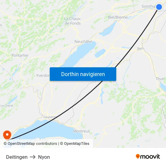 Deitingen to Nyon map