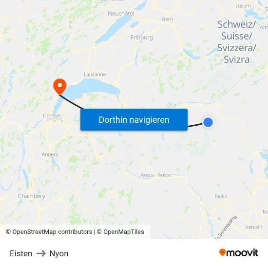 Eisten to Nyon map