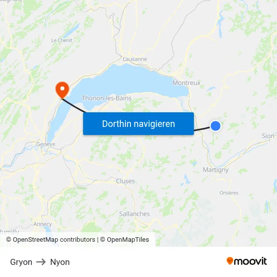 Gryon to Nyon map