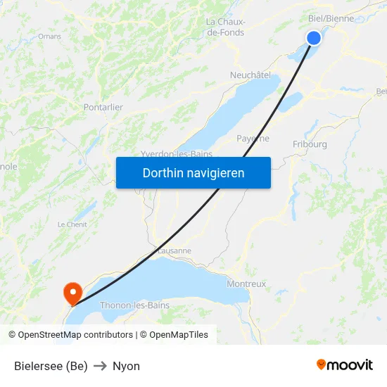 Bielersee (Be) to Nyon map
