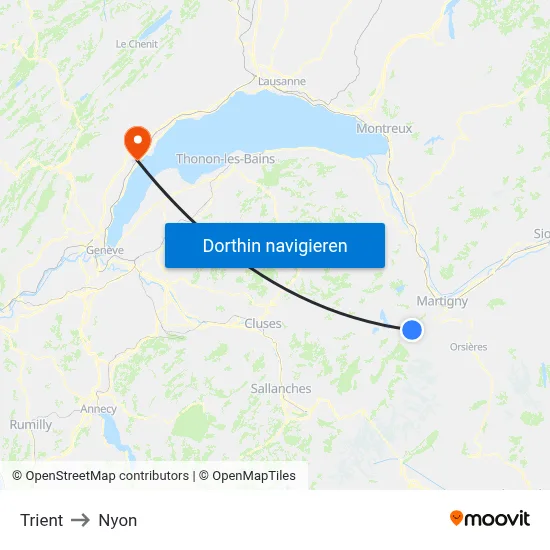 Trient to Nyon map