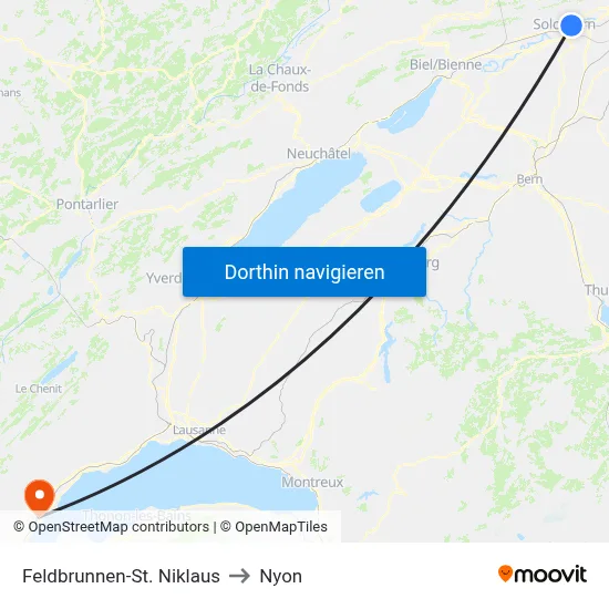 Feldbrunnen-St. Niklaus to Nyon map