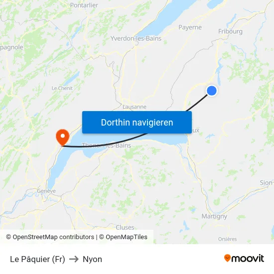 Le Pâquier (Fr) to Nyon map