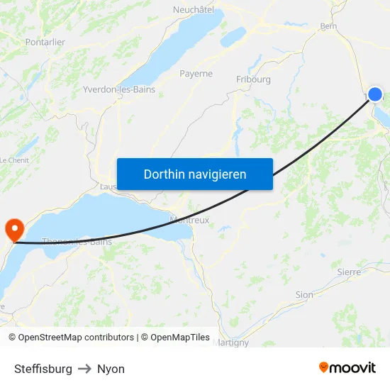 Steffisburg to Nyon map