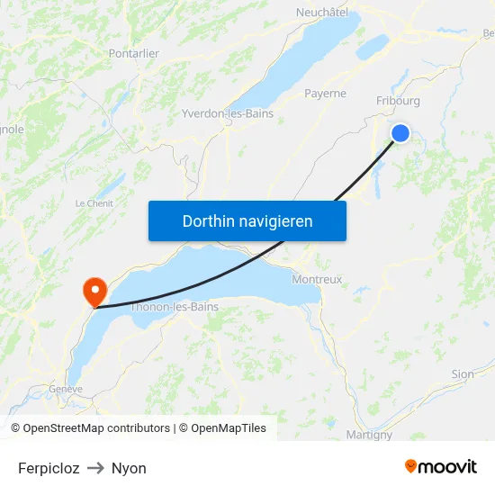 Ferpicloz to Nyon map