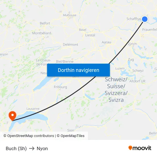 Buch (Sh) to Nyon map
