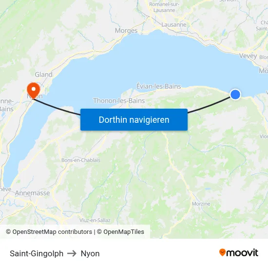 Saint-Gingolph to Nyon map