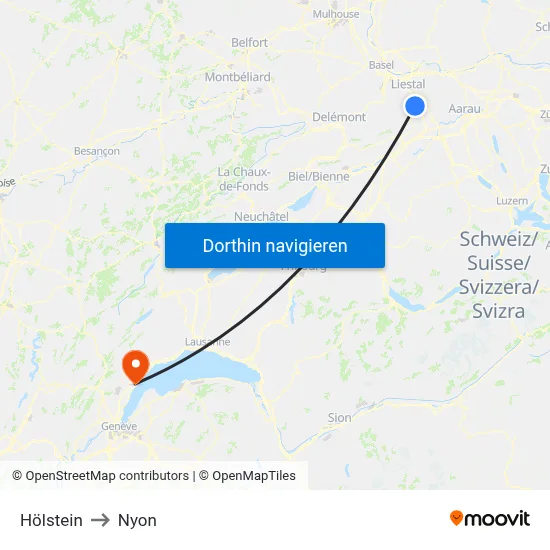 Hölstein to Nyon map