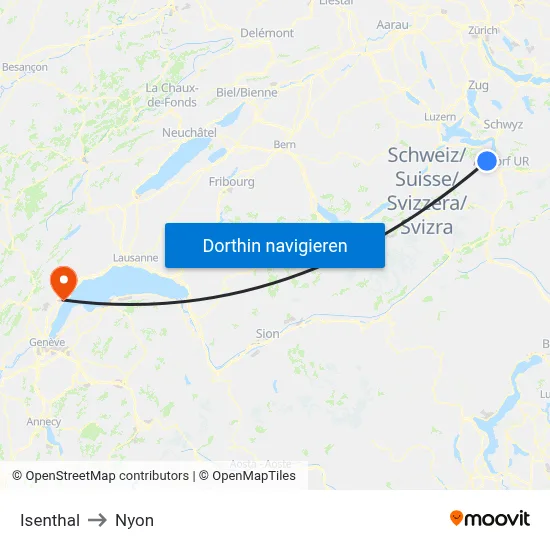 Isenthal to Nyon map