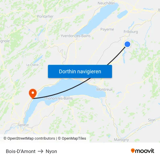 Bois-D’Amont to Nyon map