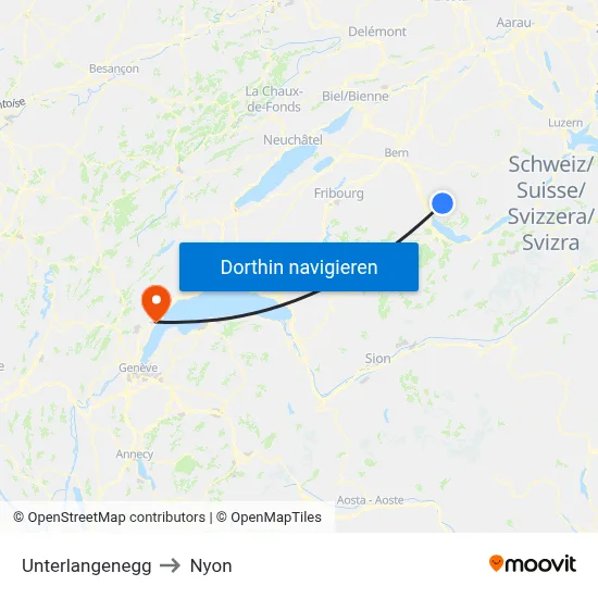 Unterlangenegg to Nyon map