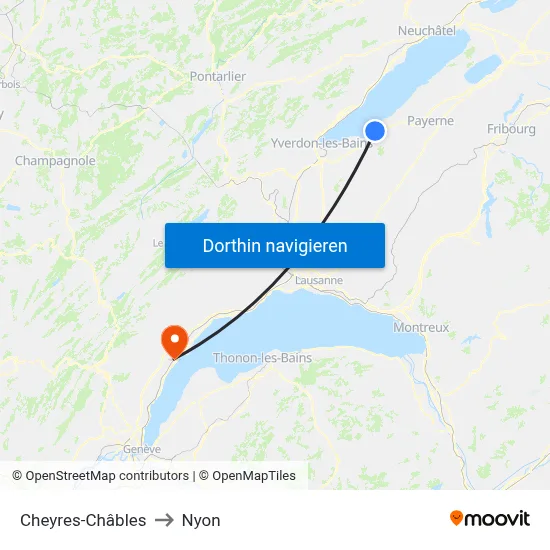 Cheyres-Châbles to Nyon map