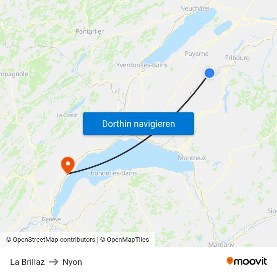 La Brillaz to Nyon map