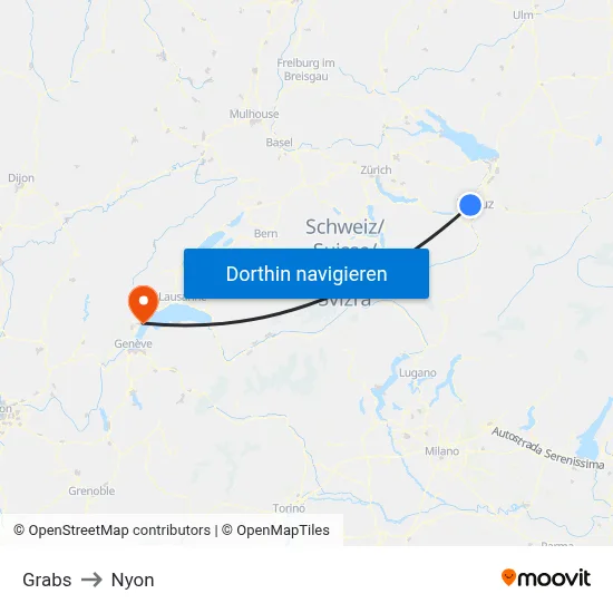 Grabs to Nyon map