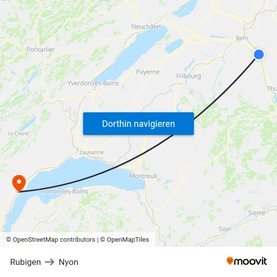 Rubigen to Nyon map