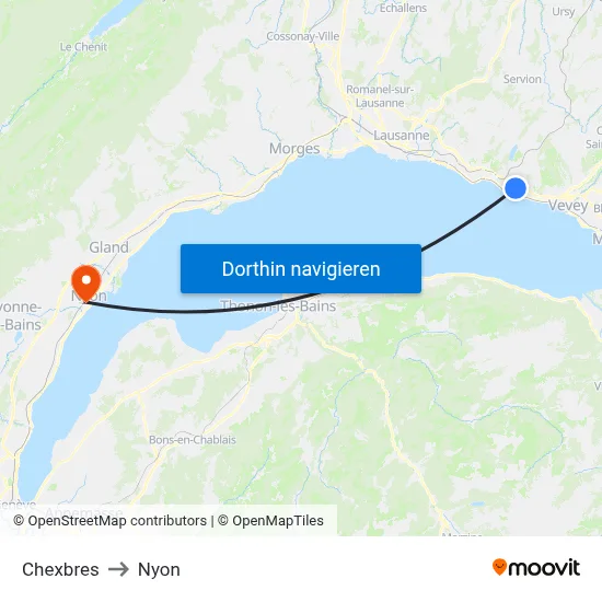 Chexbres to Nyon map