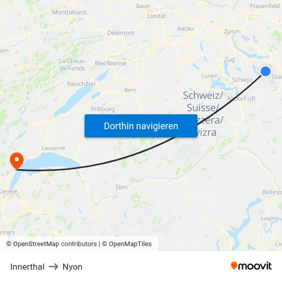 Innerthal to Nyon map