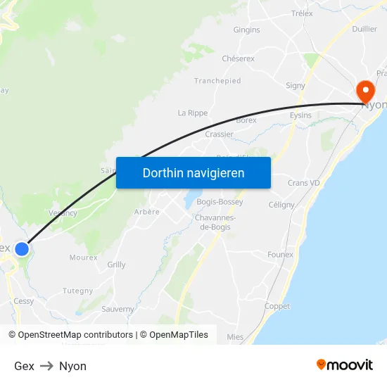 Gex to Nyon map