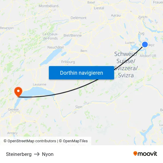 Steinerberg to Nyon map